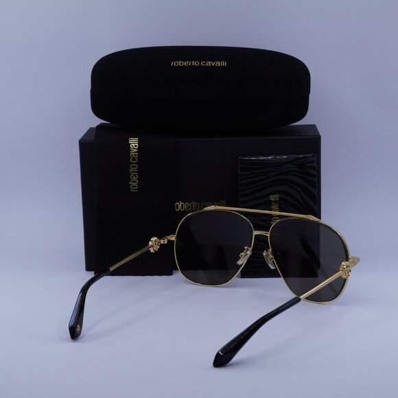 Roberto Cavalli SRC008V 400P Aviator Sunglasses – Yellow Gold/Grey Polarized - Picture 10 of 10